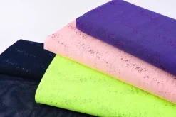 Faschingsstoff Stretch Tüll weich Glitzer einfarbig neongelb 1,5m Breite