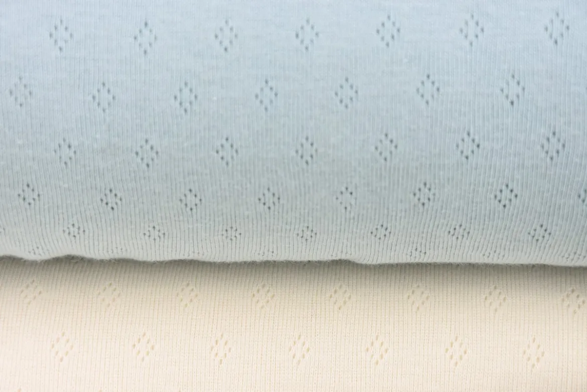 Feinstrick Baumwoll-Jersey Pointoille Lochmuster einfarbig mint