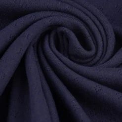 Feinstrick Jersey Baumwolle Pointoille Lochmuster einfarbig navy blau 1,4m Breite