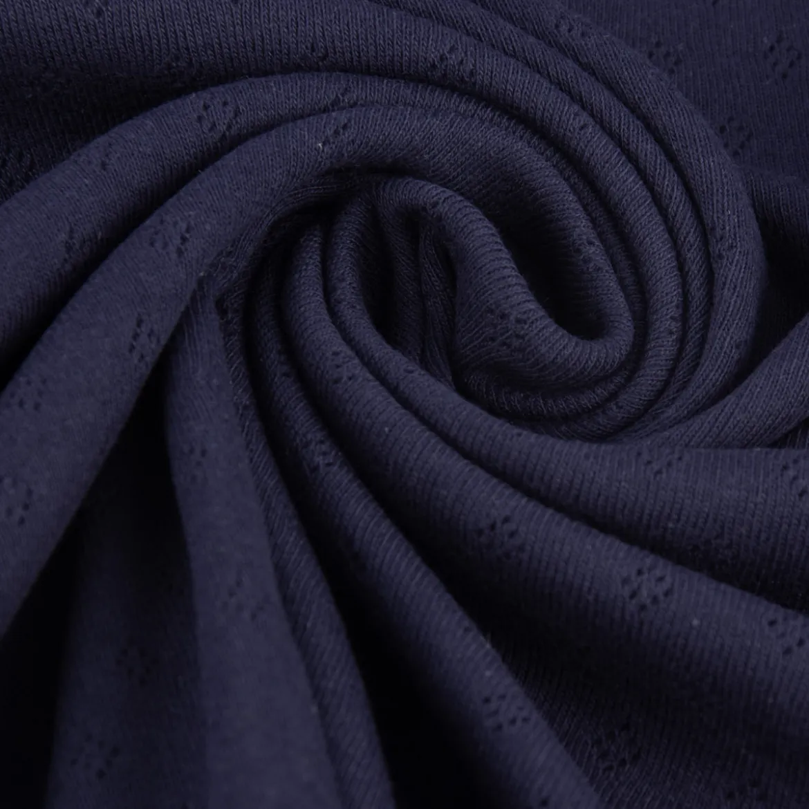 Feinstrick Jersey Baumwolle Pointoille Lochmuster einfarbig navy blau 1,4m Breite
