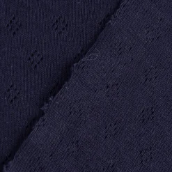 Feinstrick Jersey Baumwolle Pointoille Lochmuster einfarbig navy blau 1,4m Breite