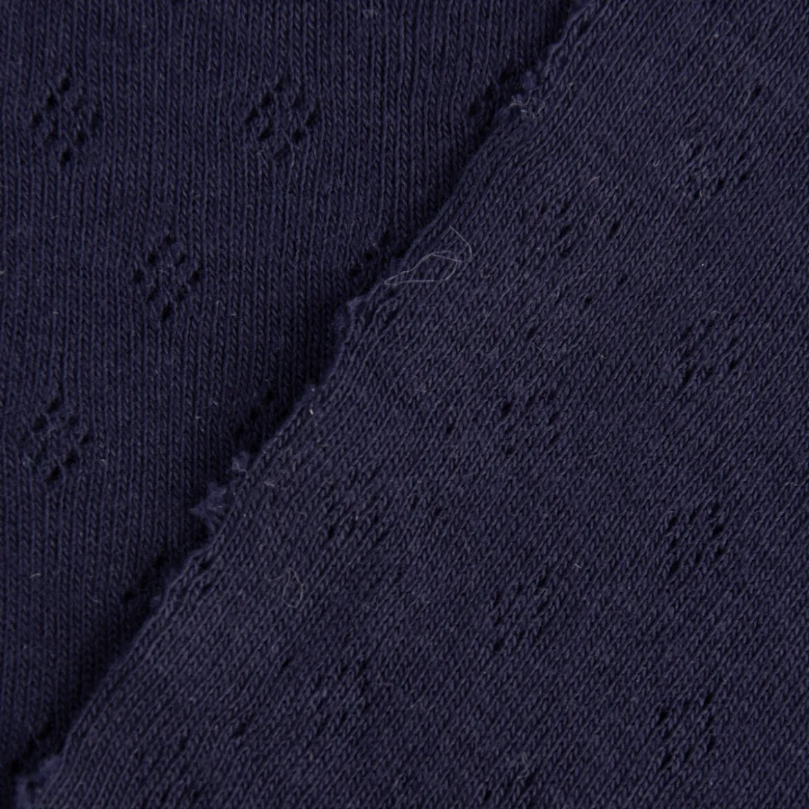 Feinstrick Jersey Baumwolle Pointoille Lochmuster einfarbig navy blau 1,4m Breite