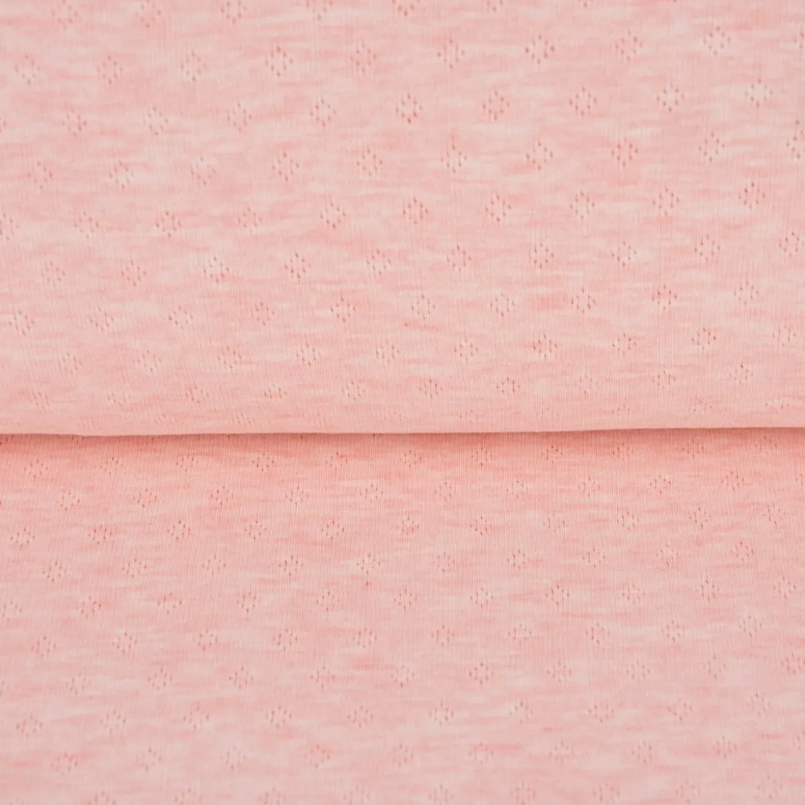 Feinstrick Jersey Baumwolle Pointoille Lochmuster rosa creme meliert 1,4m Breite