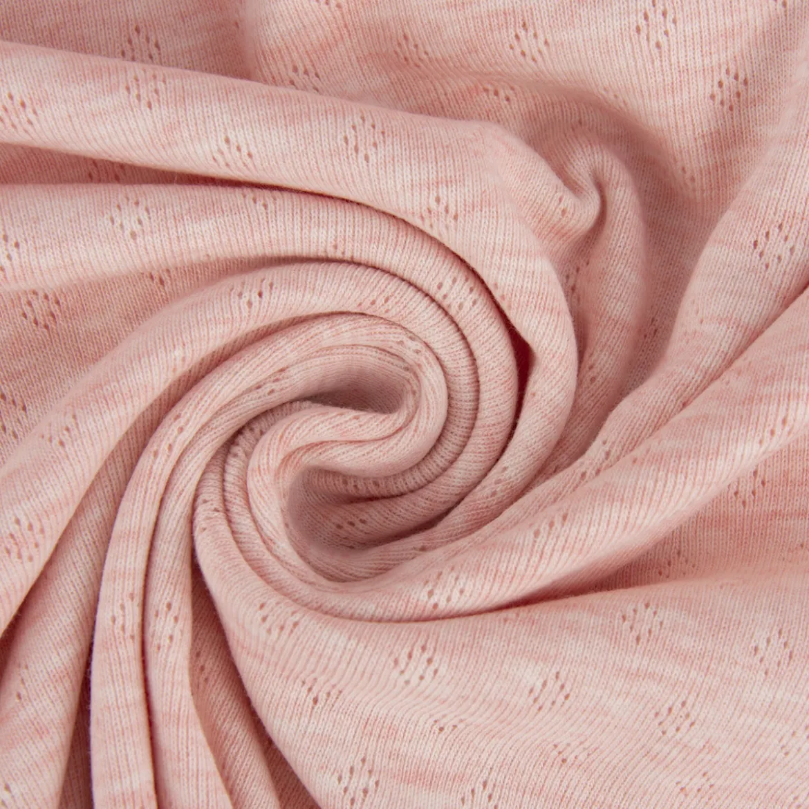 Feinstrick Jersey Baumwolle Pointoille Lochmuster rosa creme meliert 1,4m Breite