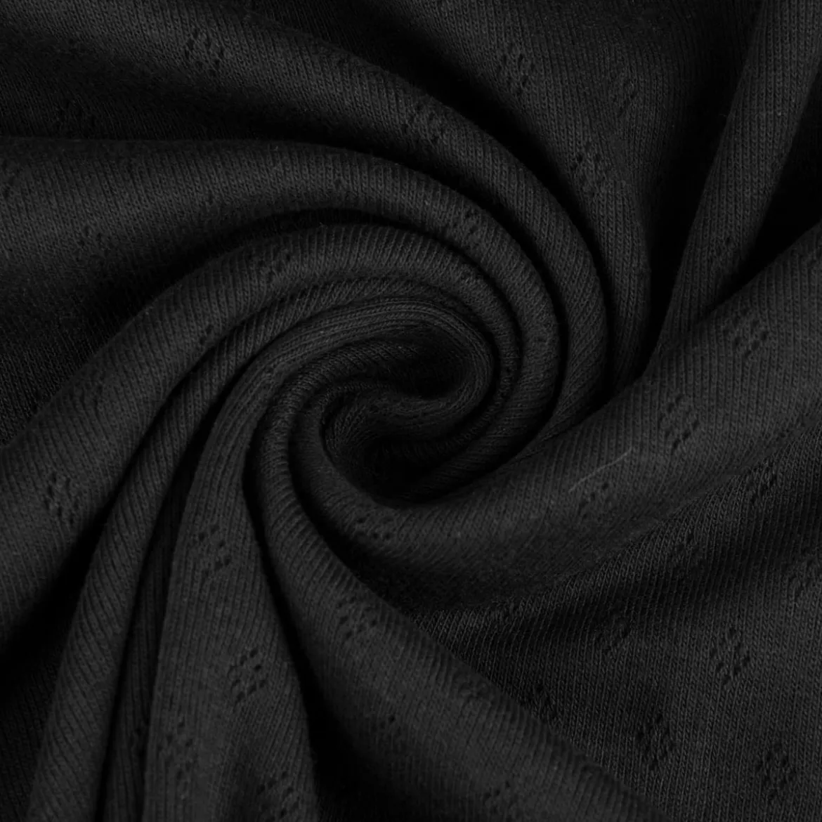 Feinstrick Jersey Baumwolle Pointoille Lochmuster einfarbig schwarz 1,4m Breite