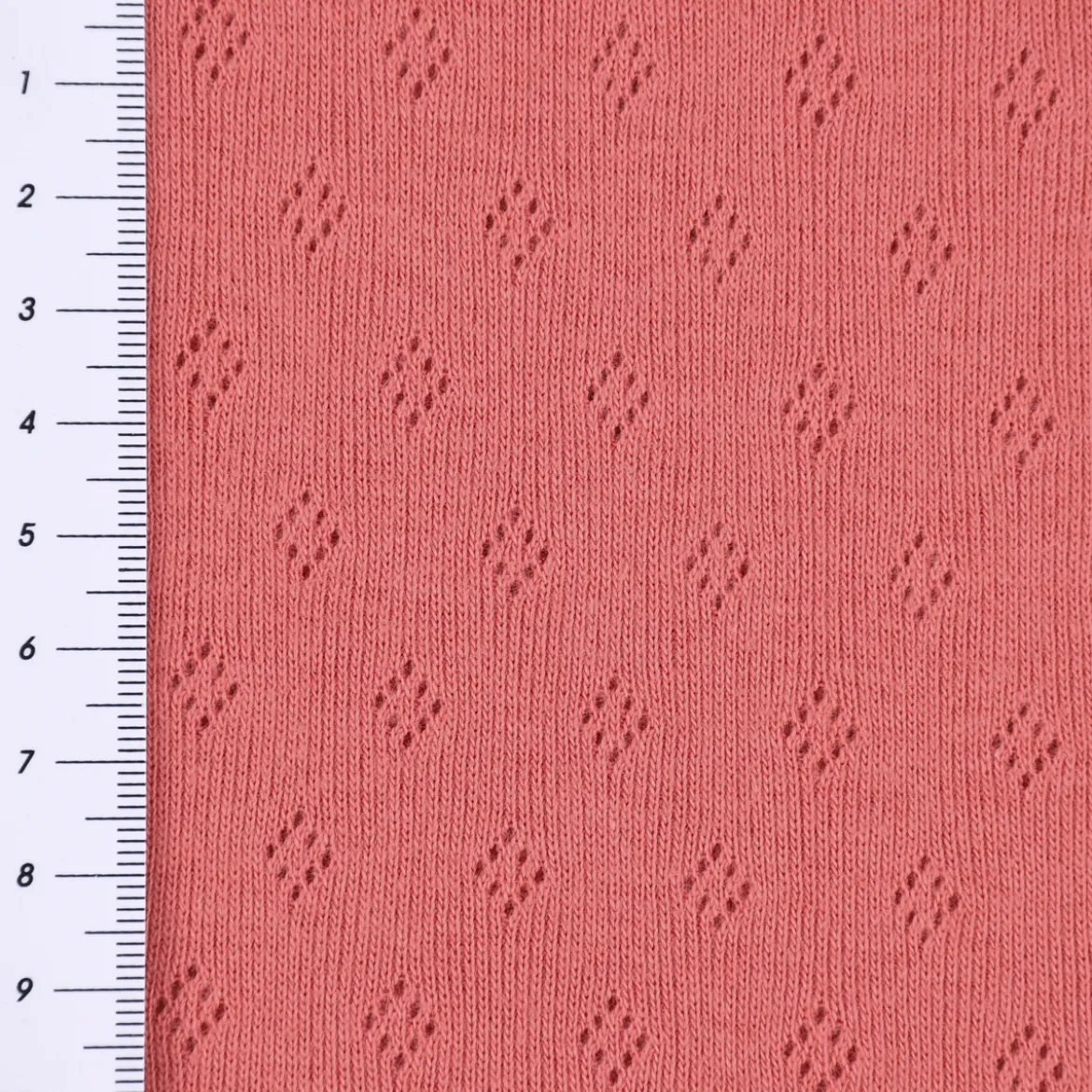 Feinstrick Jersey Baumwolle Pointoille Lochmuster einfarbig koralle 1,4m Breite