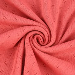 Feinstrick Jersey Baumwolle Pointoille Lochmuster einfarbig koralle 1,4m Breite