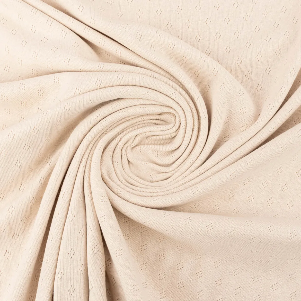 Feinstrick Jersey Baumwolle Pointoille Lochmuster einfarbig beige 1,4m Breite