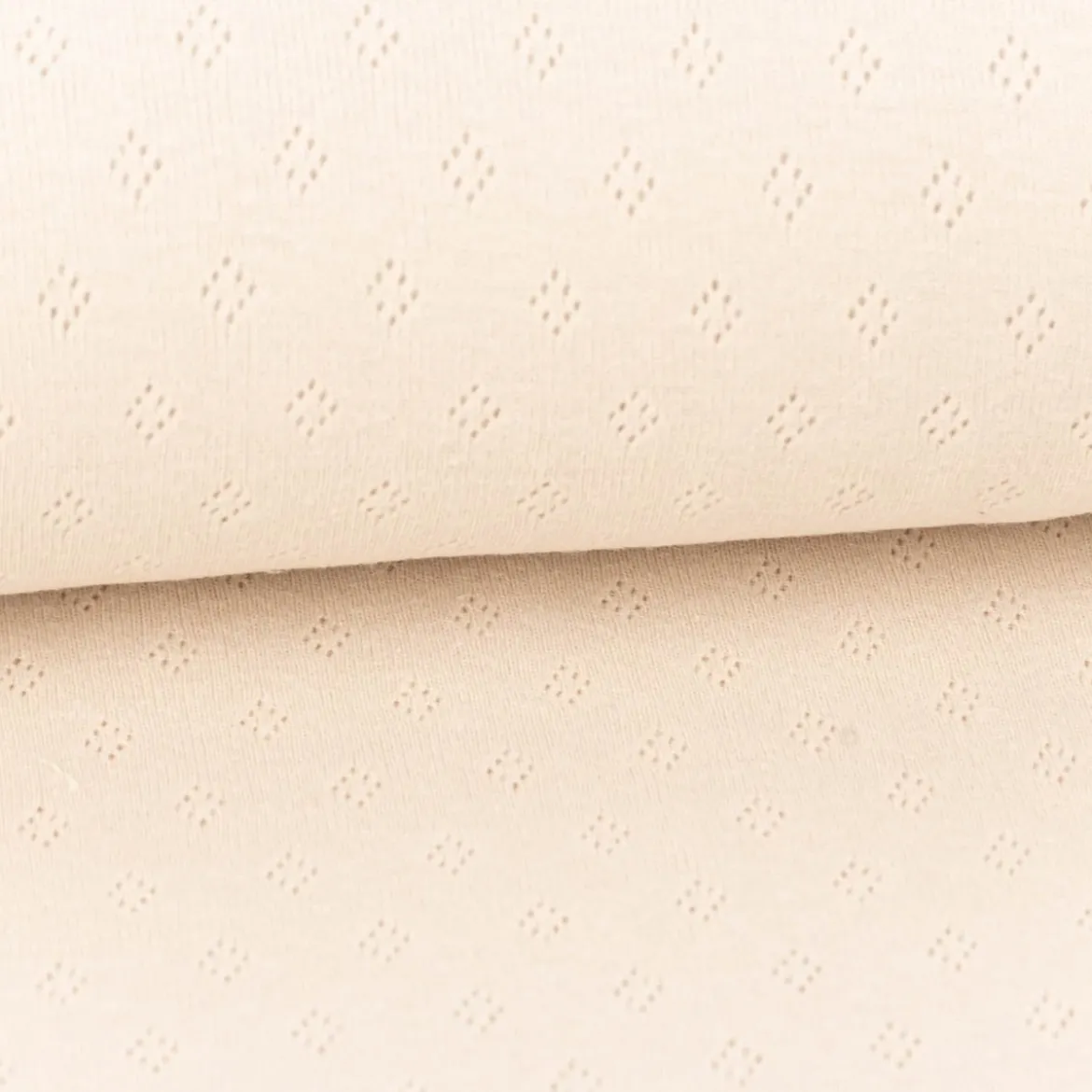 Feinstrick Jersey Baumwolle Pointoille Lochmuster einfarbig beige 1,4m Breite