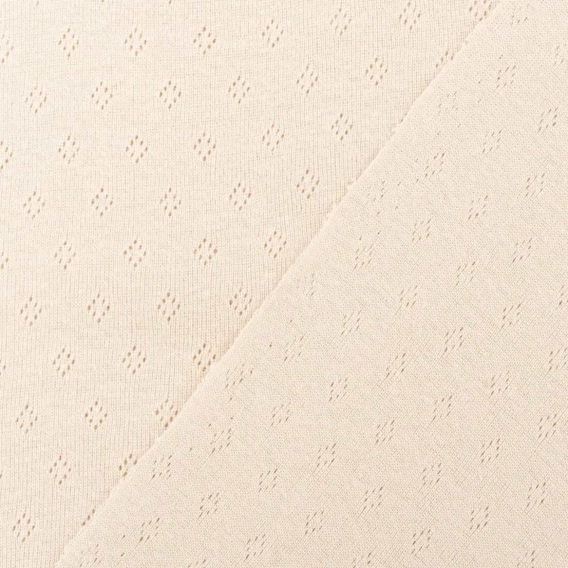 Feinstrick Jersey Baumwolle Pointoille Lochmuster einfarbig beige 1,4m Breite