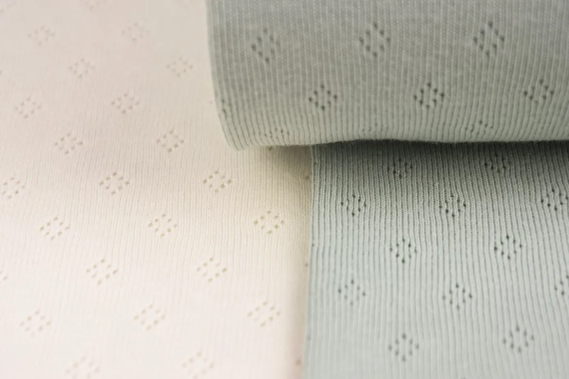 Feinstrickstoff Baumwoll-Jersey Pointoille Lochmuster einfarbig grau meliert 1,4m Breite