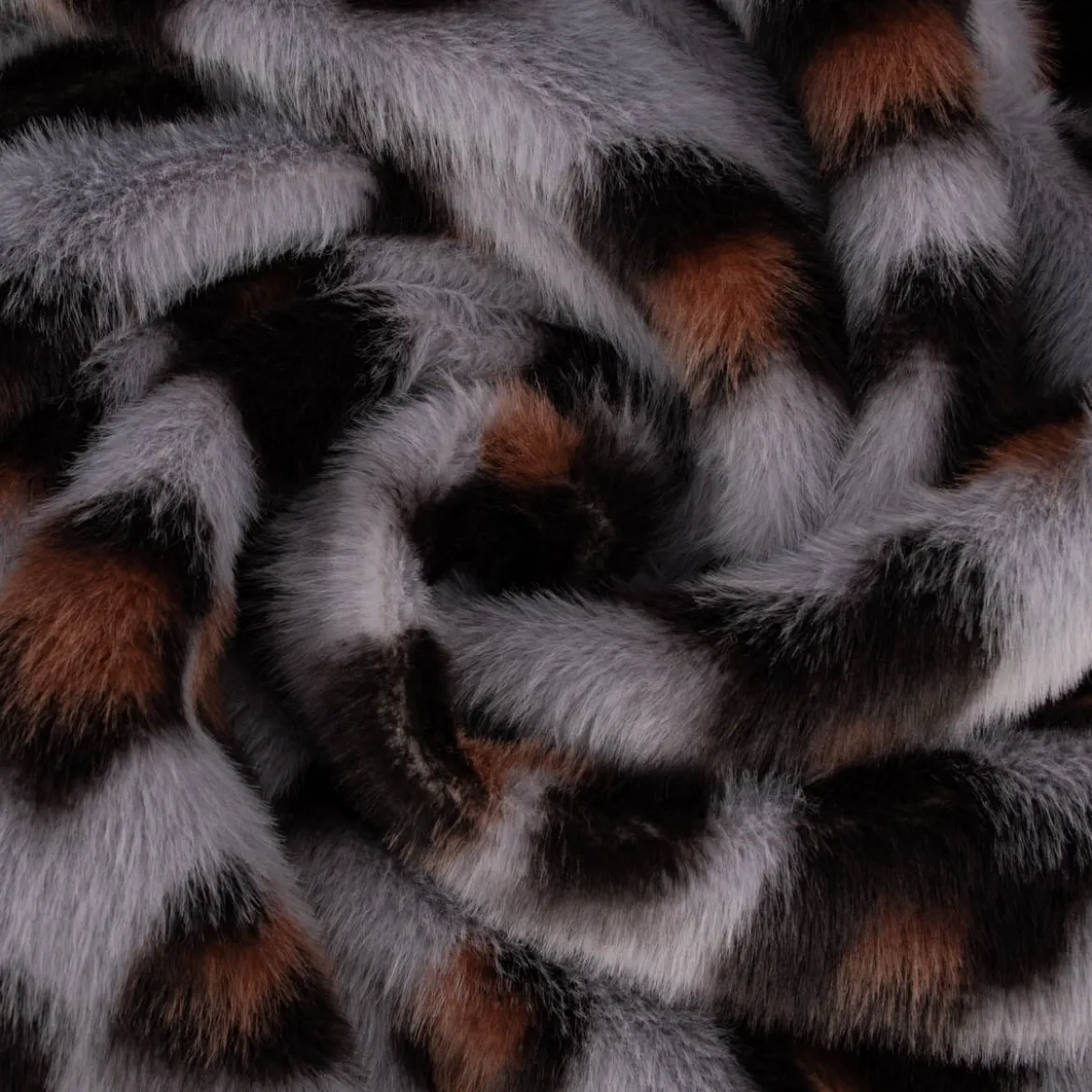 Fellimitat Kunstfell kuschelweich Leopard grau schwarz braun 1,5m Breite
