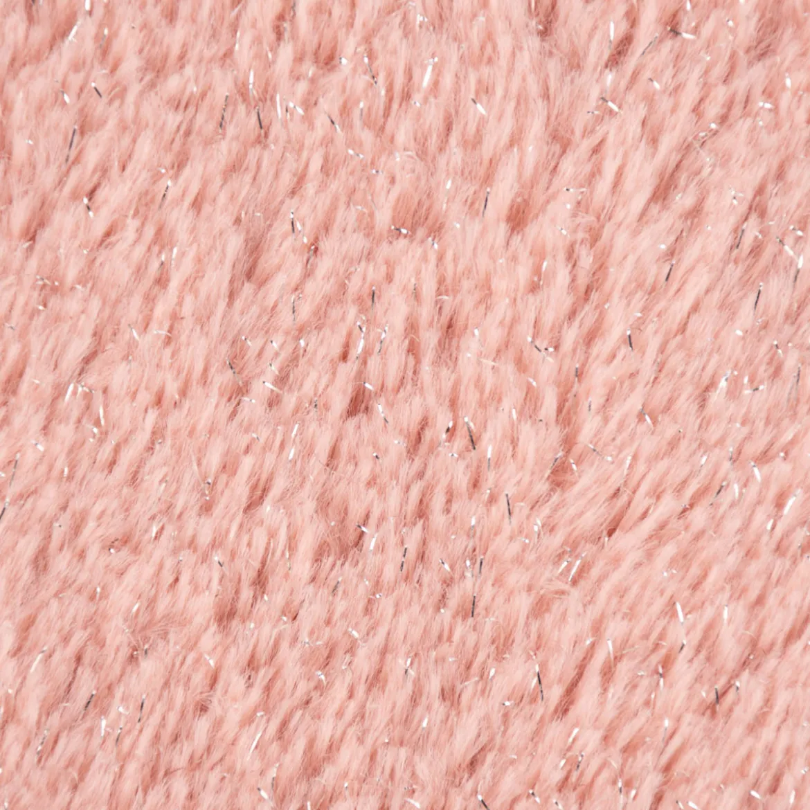 Fellimitat Kunstfell mit Lurex Glitzer rosa silberfarbig 1,5m Breite