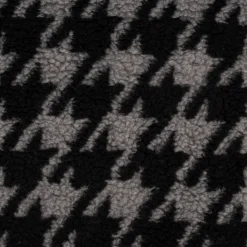 Fellimitat Kunstfell Teddyplüsch Hahnentritt grau schwarz 1,45m Breite