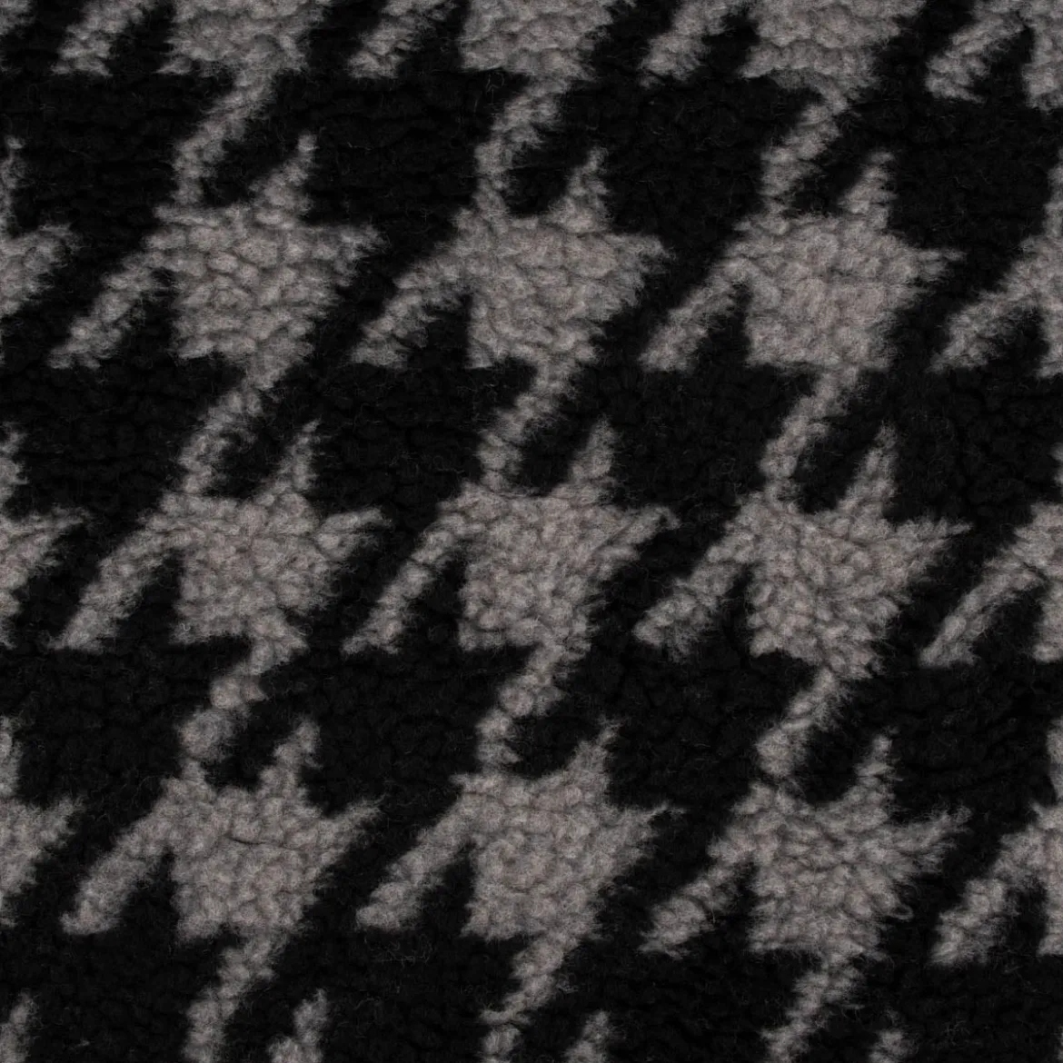 Fellimitat Kunstfell Teddyplüsch Hahnentritt grau schwarz 1,45m Breite