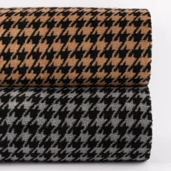 Fellimitat Kunstfell Teddyplüsch Hahnentritt camel schwarz 1,45m Breite