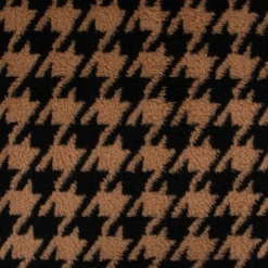 Fellimitat Kunstfell Teddyplüsch Hahnentritt camel schwarz 1,45m Breite