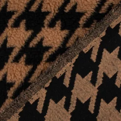 Fellimitat Kunstfell Teddyplüsch Hahnentritt camel schwarz 1,45m Breite