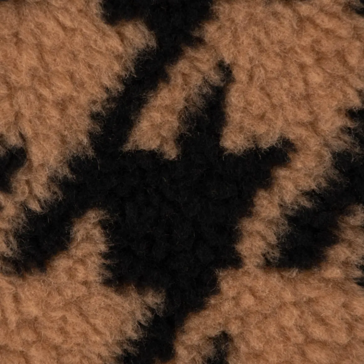 Fellimitat Kunstfell Teddyplüsch Hahnentritt camel schwarz 1,45m Breite