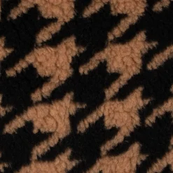 Fellimitat Kunstfell Teddyplüsch Hahnentritt camel schwarz 1,5m Breite