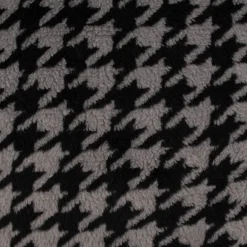 Fellimitat Kunstfell Teddyplüsch Hahnentritt grau schwarz 1,5m Breite