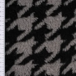Fellimitat Kunstfell Teddyplüsch Hahnentritt grau schwarz 1,5m Breite