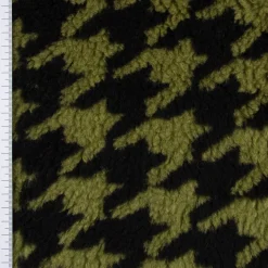 Fellimitat Kunstfell Teddyplüsch Hahnentritt grün schwarz 1,5m Breite