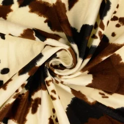 Fellimitat Kunstfell Velours Kuh weiß braun 1,5m Breite