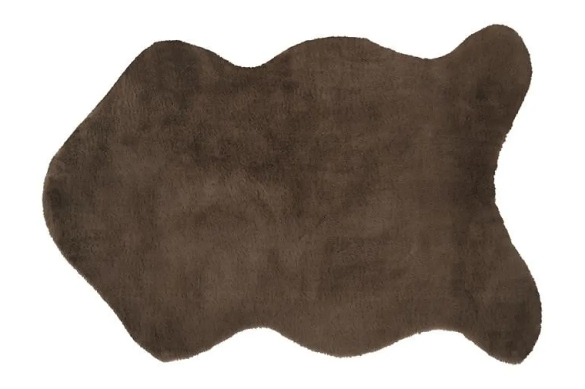 Fellteppich Kunstfell weich Fellform kastanienbraun 60x90cm