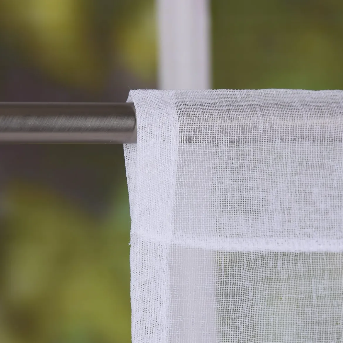 Fensterbehang Scheibengardine Fertiggardine 2er Pack Leinenstruktur Makramee weiß 30x45cm