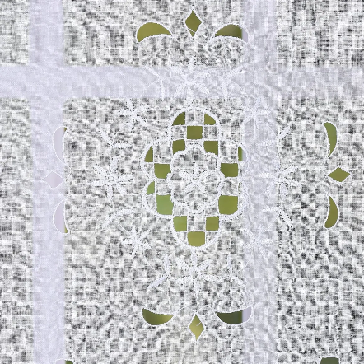 Fensterbehang Scheibengardine Fertiggardine 2er Pack Leinenstruktur Makramee weiß 30x45cm