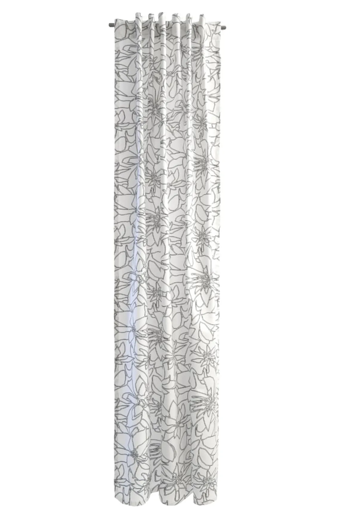 Fertiggardine mit verdeckten Schlaufen Aural by Finlayson Blumen weiß schwarz 140x245m