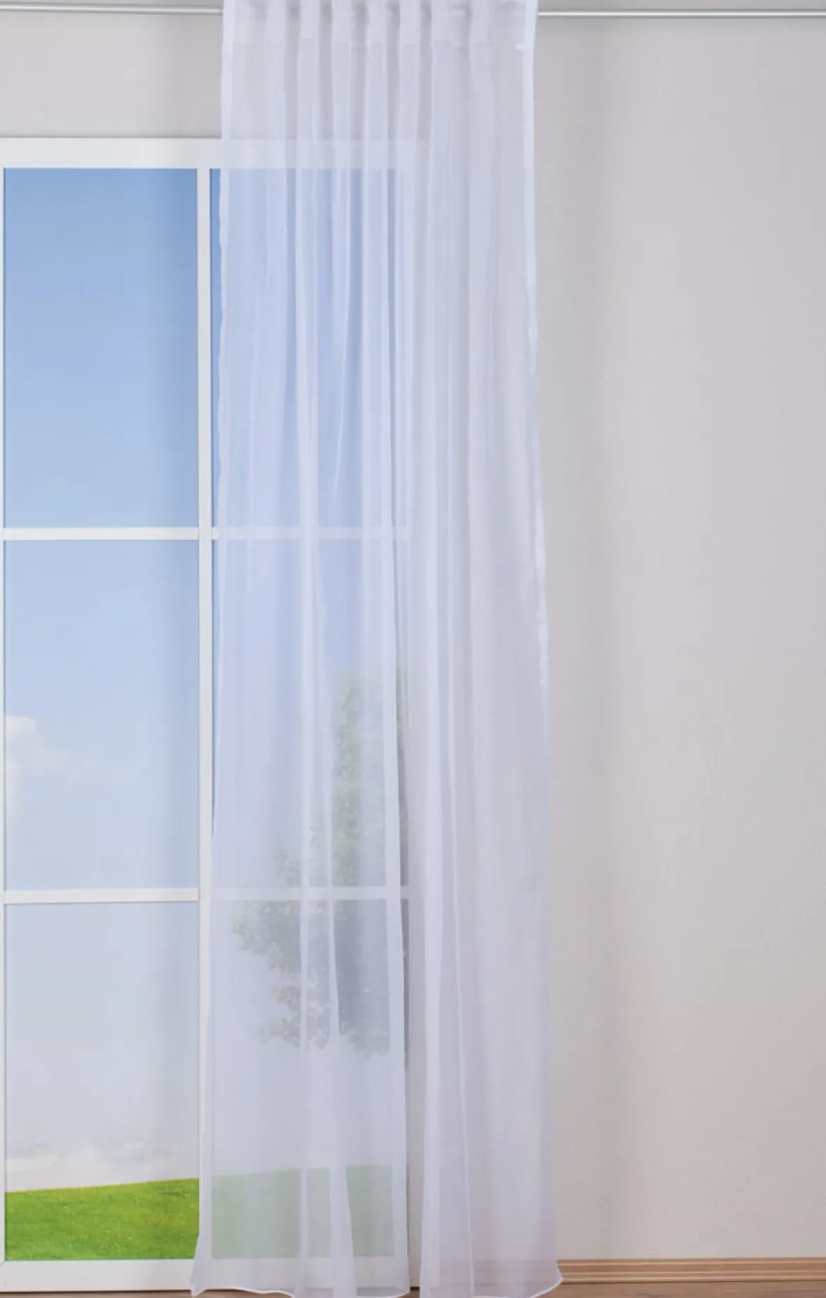 Fertiggardine Schal mit Schlaufenband Batistoptik weiß 145x245cm