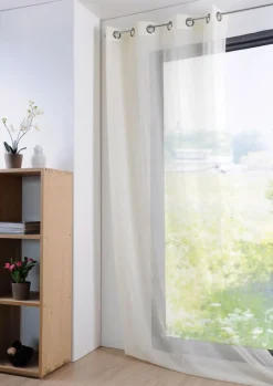 Fertiggardine Ösengardine einfarbig Voile Struktur creme 135x260cm