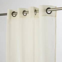 Fertiggardine Ösengardine einfarbig Voile Struktur creme 135x260cm