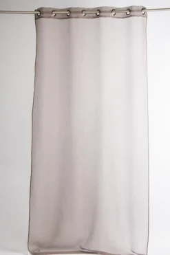 Fertiggardine Ösengardine einfarbig Voile Struktur braun 135x260cm