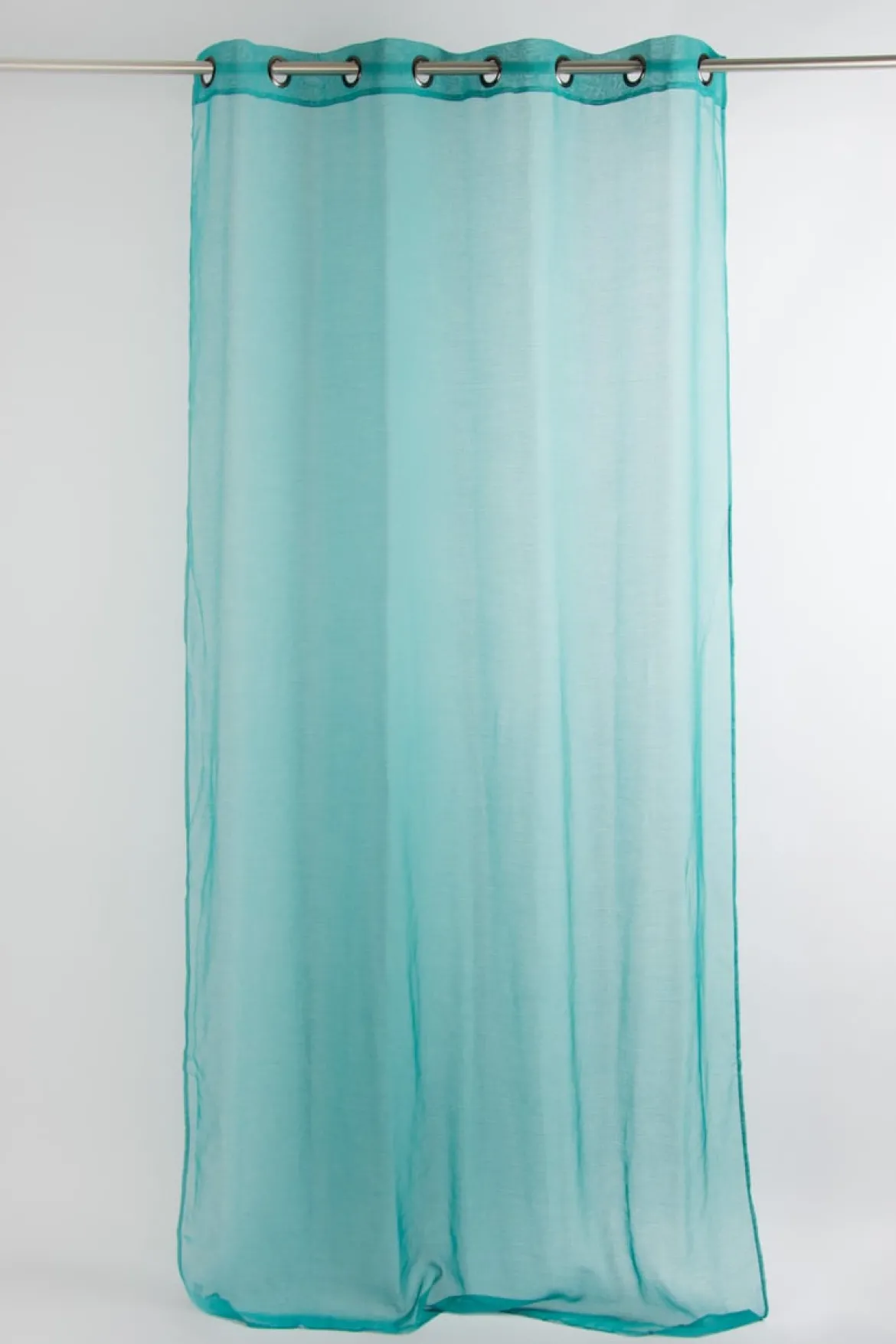 Fertiggardine Ösengardine einfarbig Voile Struktur türkis 135x260cm
