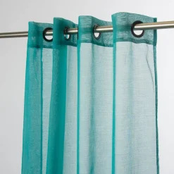 Fertiggardine Ösengardine einfarbig Voile Struktur türkis 135x260cm