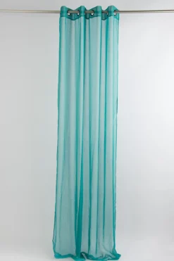 Fertiggardine Ösengardine einfarbig Voile Struktur türkis 135x260cm