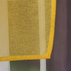 Fertiggardine Ösengardine einfarbig Voile Struktur gelb 135x260cm
