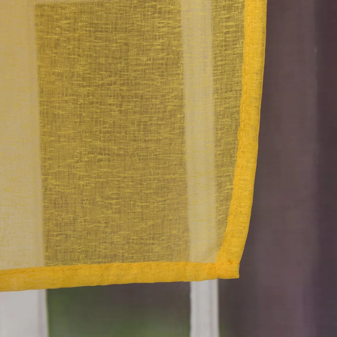 Fertiggardine Ösengardine einfarbig Voile Struktur gelb 135x260cm