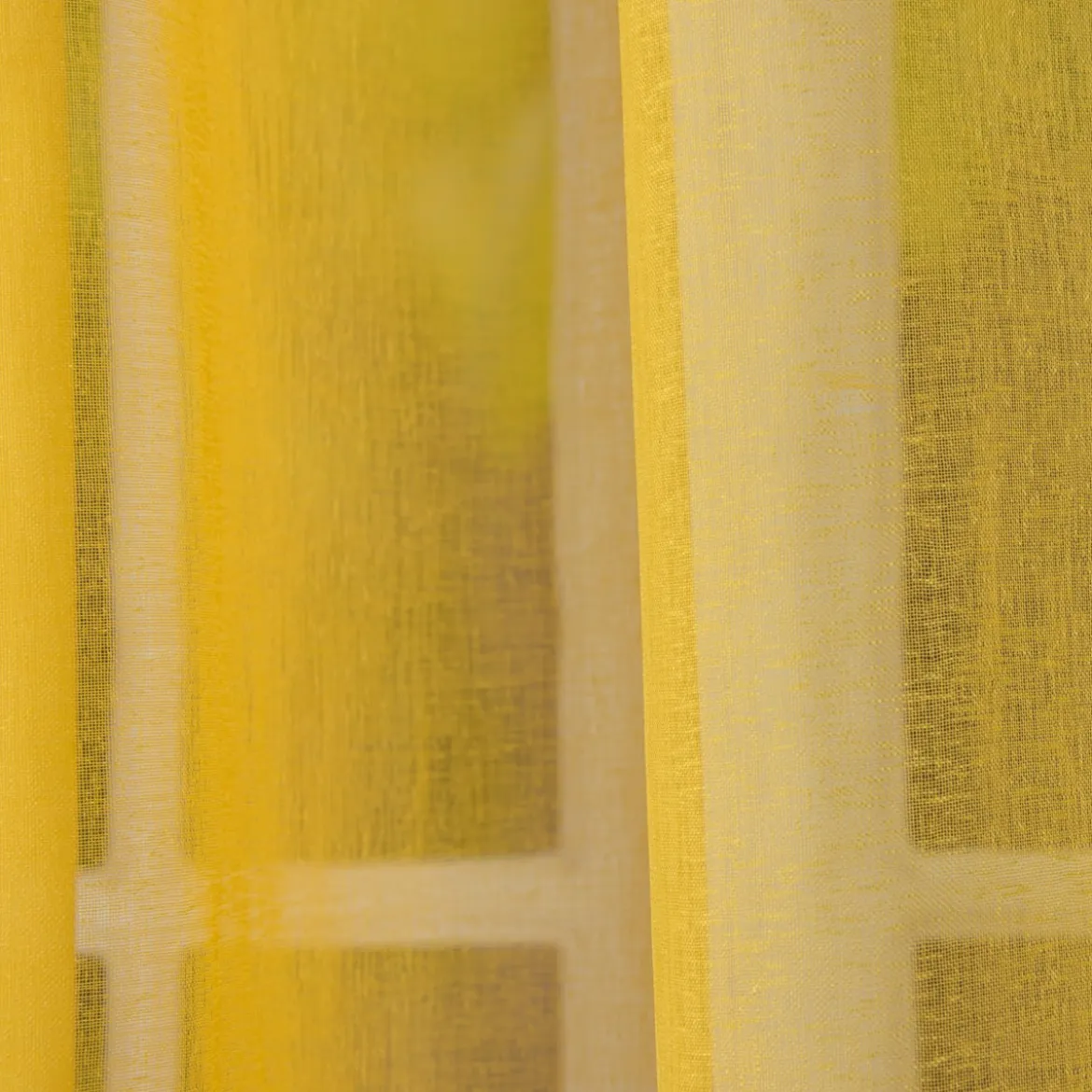 Fertiggardine Ösengardine einfarbig Voile Struktur gelb 135x260cm