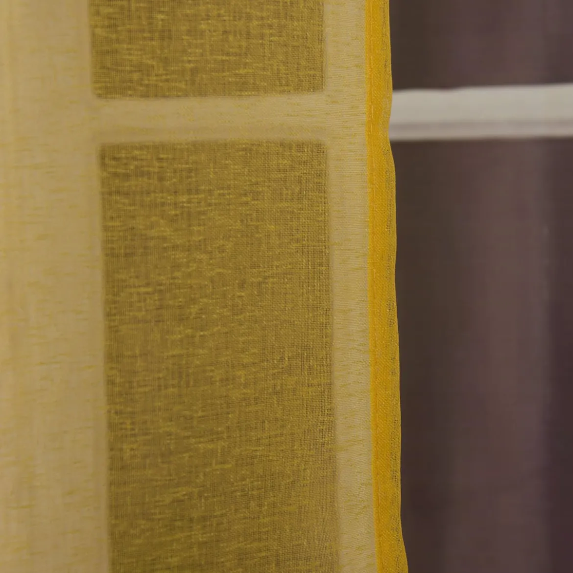 Fertiggardine Ösengardine einfarbig Voile Struktur gelb 135x260cm