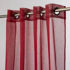 Fertiggardine Ösengardine einfarbig Voile Struktur rot 135x260cm