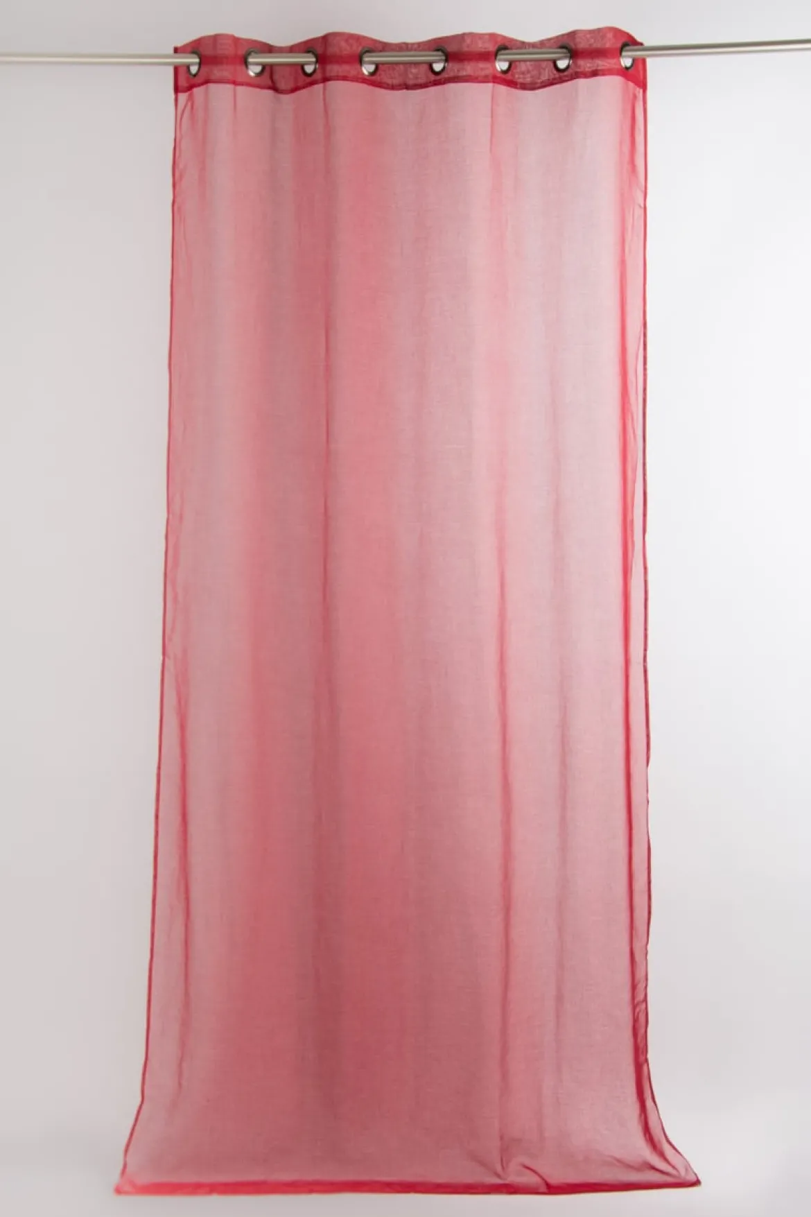 Fertiggardine Ösengardine einfarbig Voile Struktur rot 135x260cm