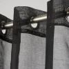Fertiggardine Ösengardine einfarbig Voile Struktur schwarz 135x260cm