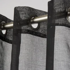 Fertiggardine Ösengardine einfarbig Voile Struktur schwarz 135x260cm