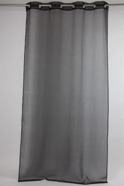 Fertiggardine Ösengardine einfarbig Voile Struktur schwarz 135x260cm