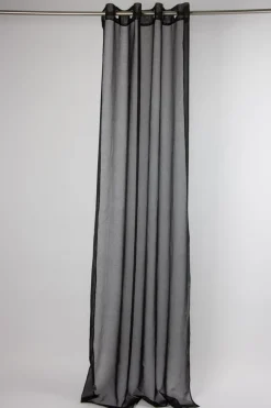 Fertiggardine Ösengardine einfarbig Voile Struktur schwarz 135x260cm