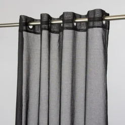 Fertiggardine Ösengardine einfarbig Voile Struktur schwarz 135x260cm